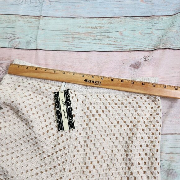 Ultra Pink Womens L Crochet Top Pants Set Boho 2 Piece Outfit Brown Cream Knit - Picture 10 of 11